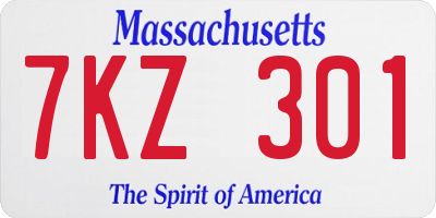 MA license plate 7KZ301
