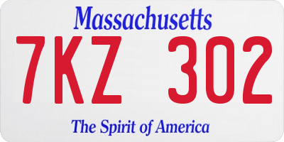 MA license plate 7KZ302