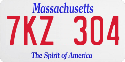MA license plate 7KZ304