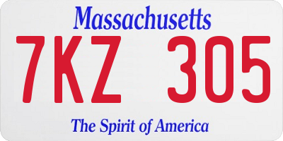 MA license plate 7KZ305