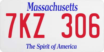 MA license plate 7KZ306