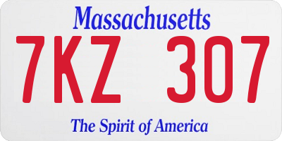 MA license plate 7KZ307