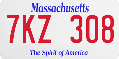 MA license plate 7KZ308