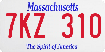 MA license plate 7KZ310