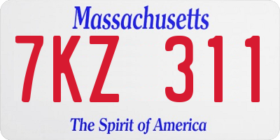 MA license plate 7KZ311