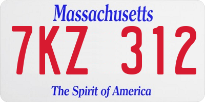 MA license plate 7KZ312