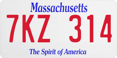 MA license plate 7KZ314
