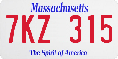 MA license plate 7KZ315