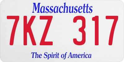 MA license plate 7KZ317