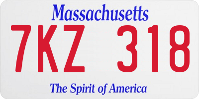 MA license plate 7KZ318
