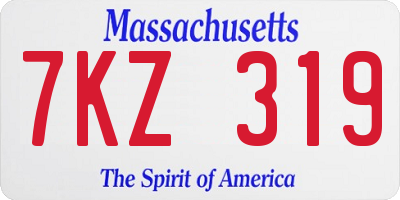 MA license plate 7KZ319