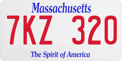 MA license plate 7KZ320