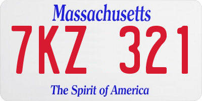MA license plate 7KZ321