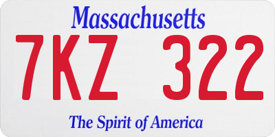 MA license plate 7KZ322