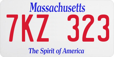 MA license plate 7KZ323