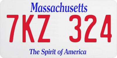MA license plate 7KZ324