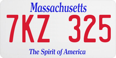 MA license plate 7KZ325