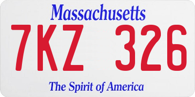 MA license plate 7KZ326
