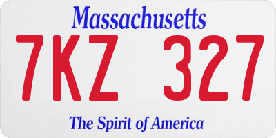 MA license plate 7KZ327