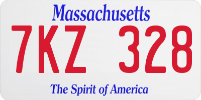 MA license plate 7KZ328