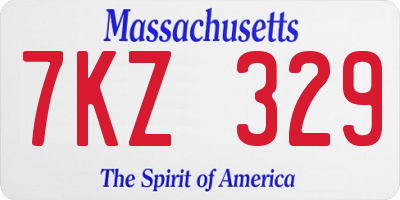 MA license plate 7KZ329