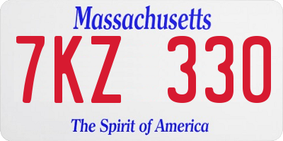 MA license plate 7KZ330