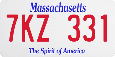 MA license plate 7KZ331