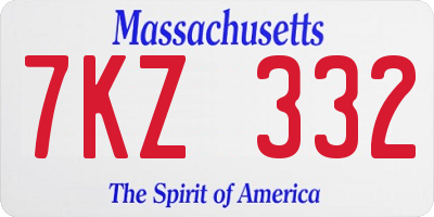 MA license plate 7KZ332