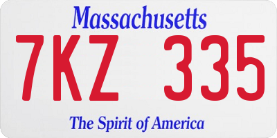 MA license plate 7KZ335