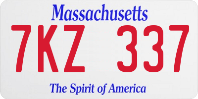 MA license plate 7KZ337