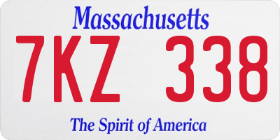 MA license plate 7KZ338