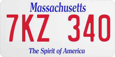 MA license plate 7KZ340
