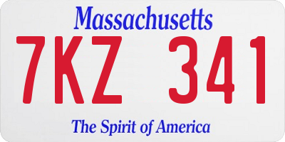 MA license plate 7KZ341