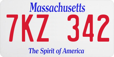 MA license plate 7KZ342