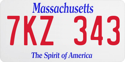 MA license plate 7KZ343