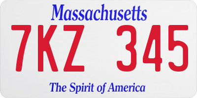 MA license plate 7KZ345