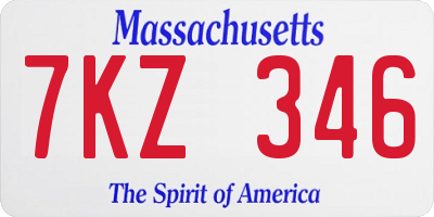 MA license plate 7KZ346