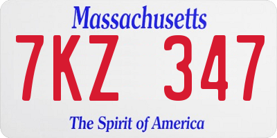 MA license plate 7KZ347