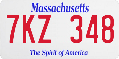 MA license plate 7KZ348
