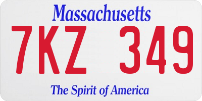 MA license plate 7KZ349