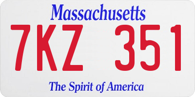 MA license plate 7KZ351