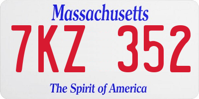 MA license plate 7KZ352