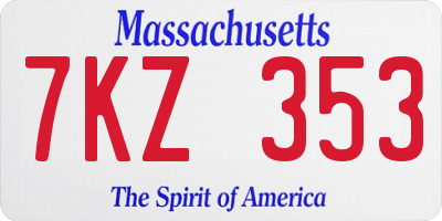 MA license plate 7KZ353