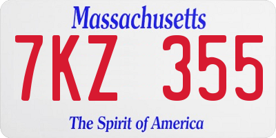 MA license plate 7KZ355