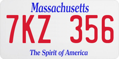 MA license plate 7KZ356