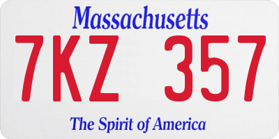 MA license plate 7KZ357