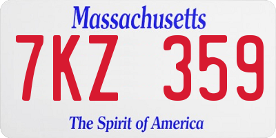 MA license plate 7KZ359