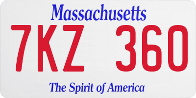 MA license plate 7KZ360