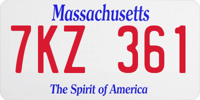 MA license plate 7KZ361