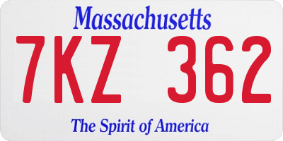 MA license plate 7KZ362